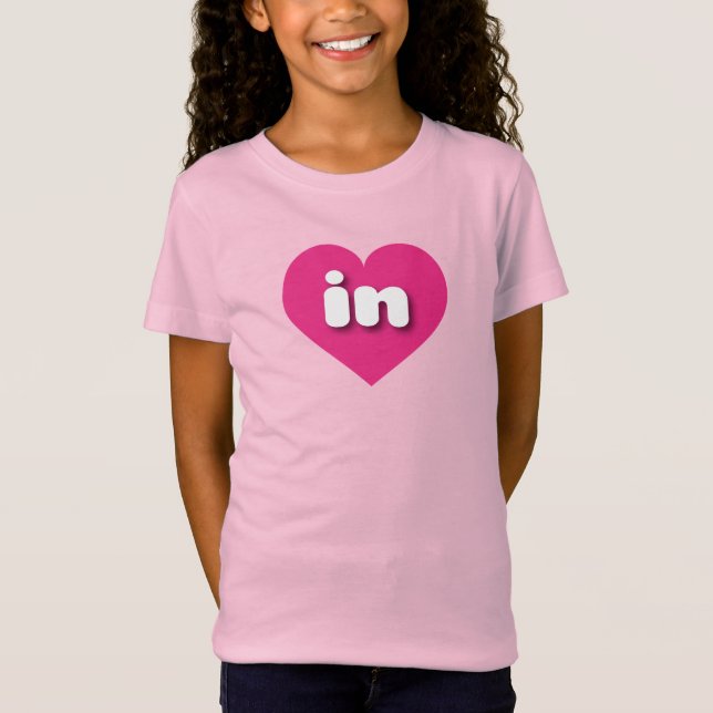 I love Indiana - in hot pink heart  T-Shirt (Front)