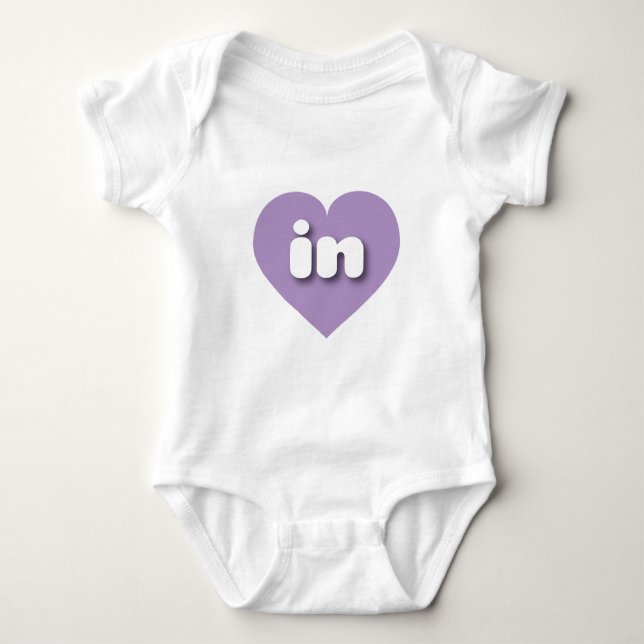 I love Indiana - in lavender heart Baby Bodysuit (Front)
