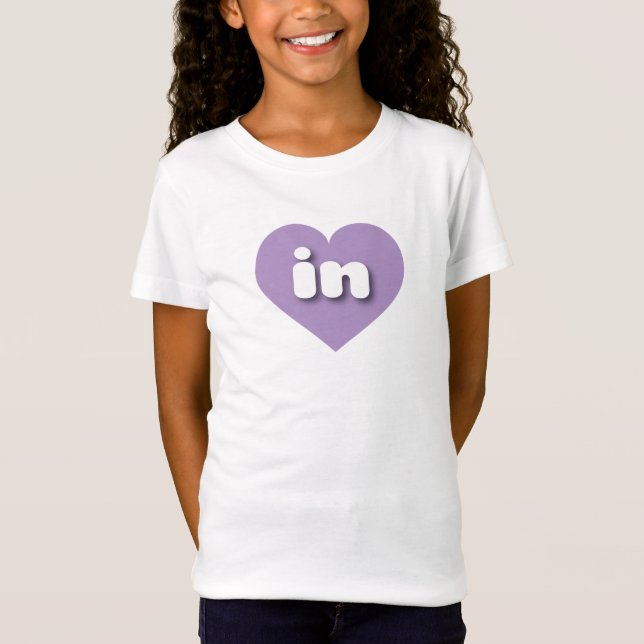 I love Indiana - in lavender heart T-Shirt (Front)