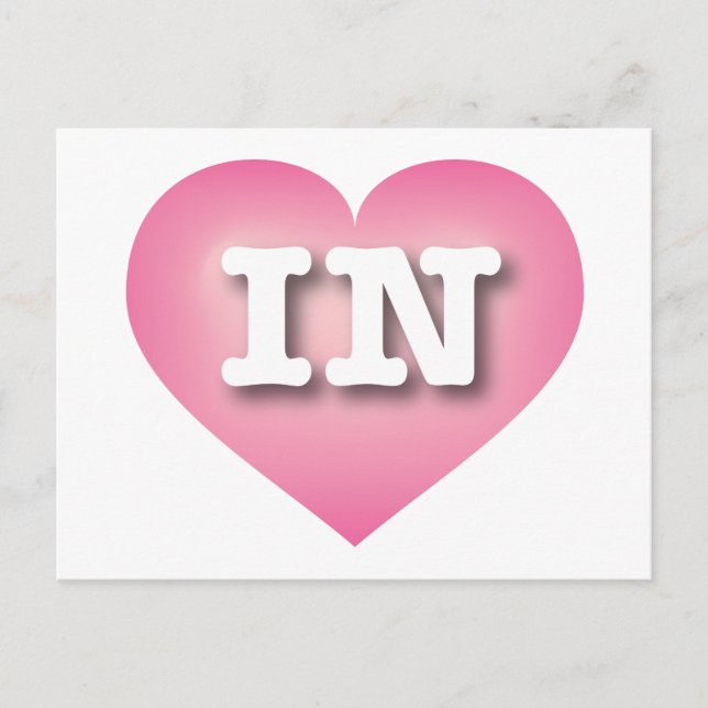 I love Indiana - IN pink fade heart Postcard (Front)