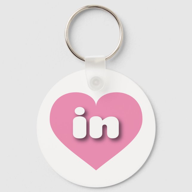 I love Indiana - in pink heart Keychain (Front)