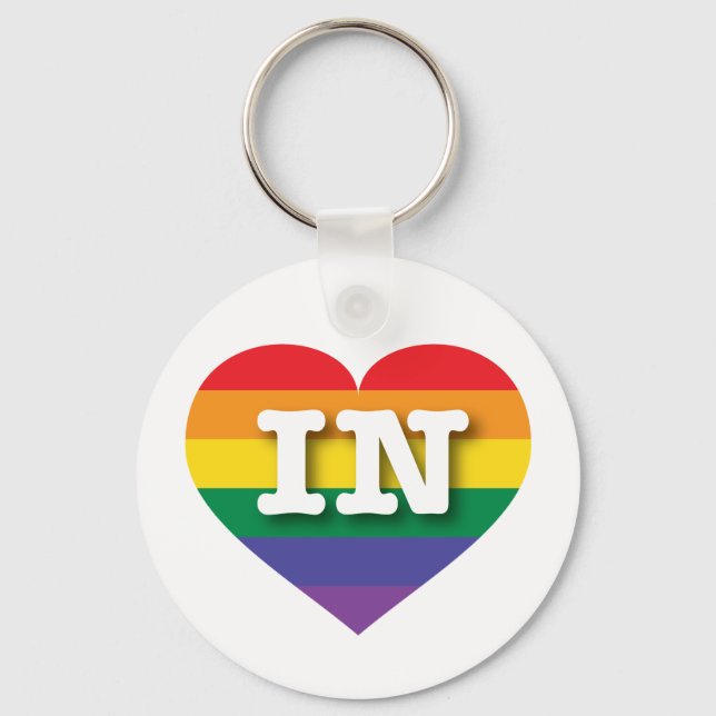 I Love Indiana Rainbow Heart Keychain (Front)