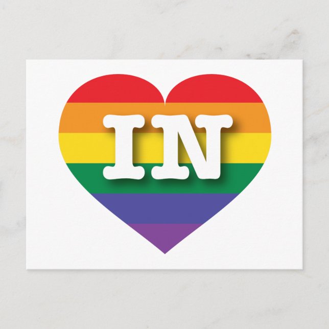 I Love Indiana Rainbow Heart Postcard (Front)