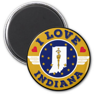 I Love Indiana State Map and Flag Magnet