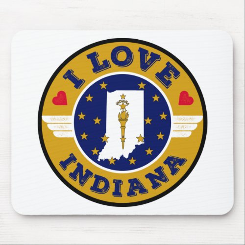 I Love Indiana State Map and Flag Mouse Pad