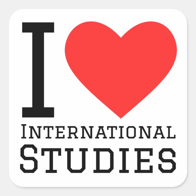 I love international studies square sticker (Front)
