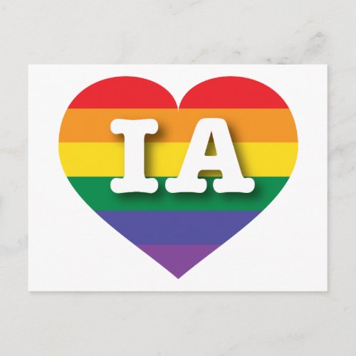 I love Iowa Gay Pride Rainbow Heart Postcard