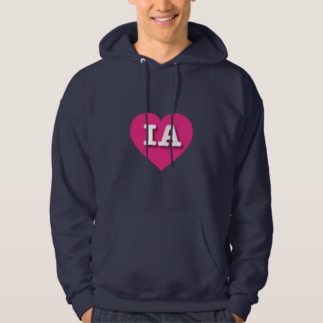 I love Iowa - IA hot pink heart Hoodie (Front)
