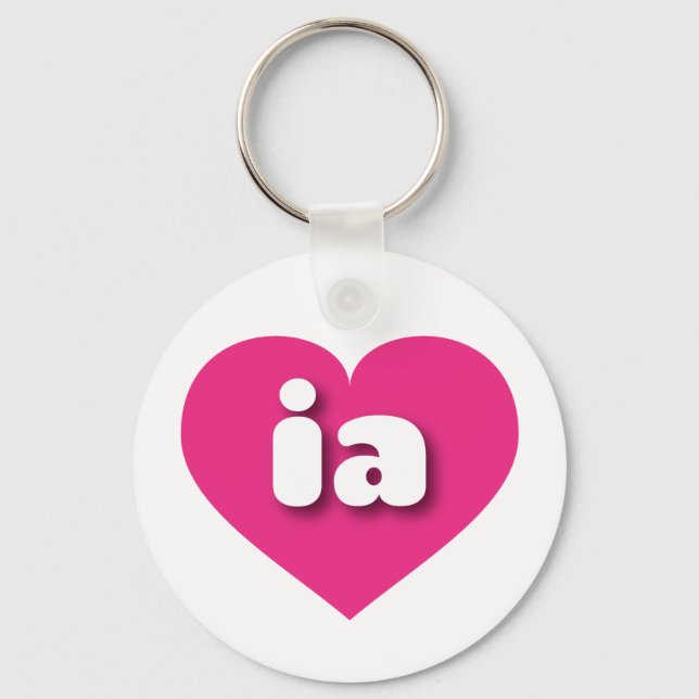 I love Iowa - ia hot pink heart  Keychain (Front)