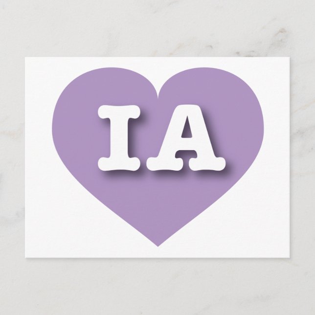 I love Iowa - IA lavender heart Postcard (Front)