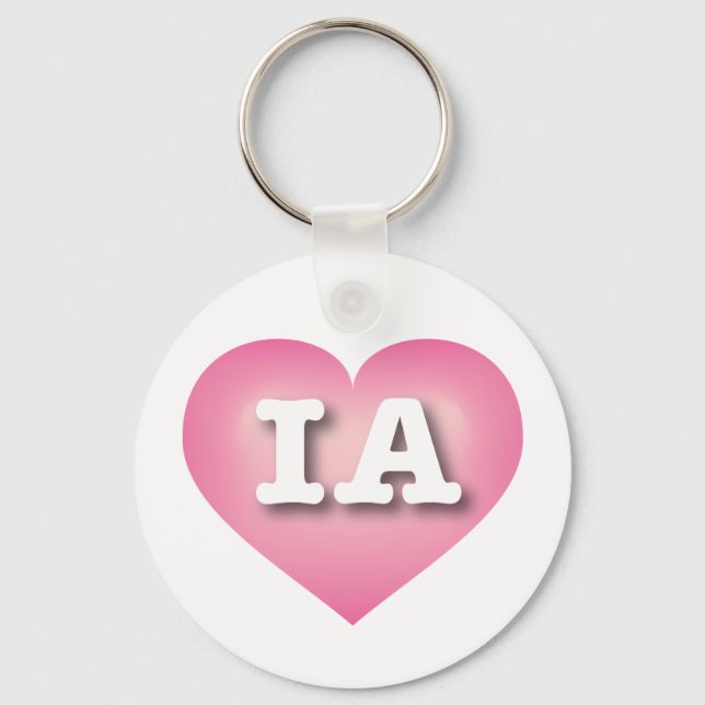 I love Iowa - IA pink fade heart Keychain (Front)