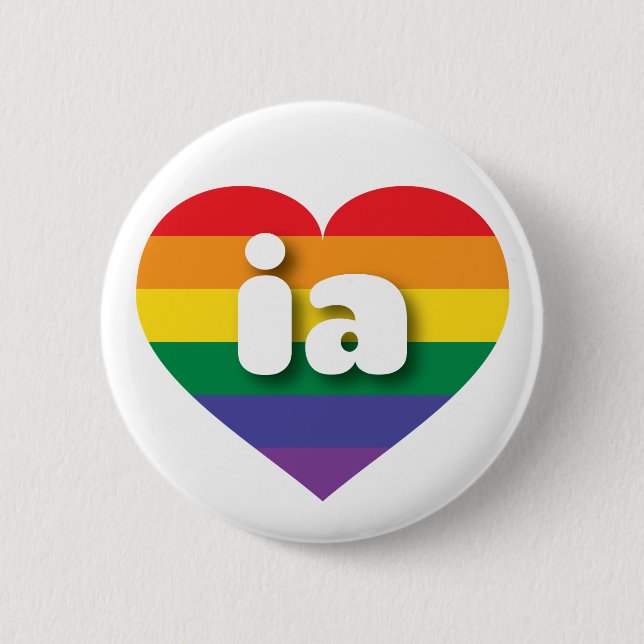 I Love Iowa Rainbow Heart Button (Front)