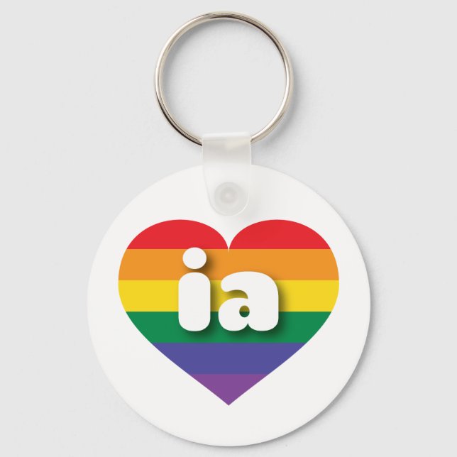 I Love Iowa Rainbow Heart Keychain (Front)