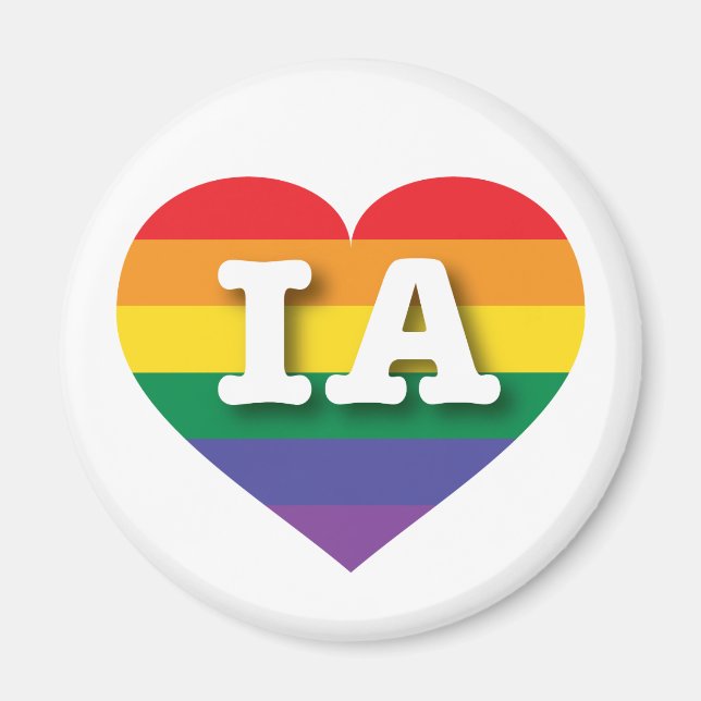 I Love Iowa Rainbow Heart Magnet (Front)