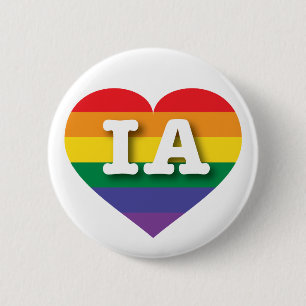 I Love Iowa Rainbow Heart Pinback Button