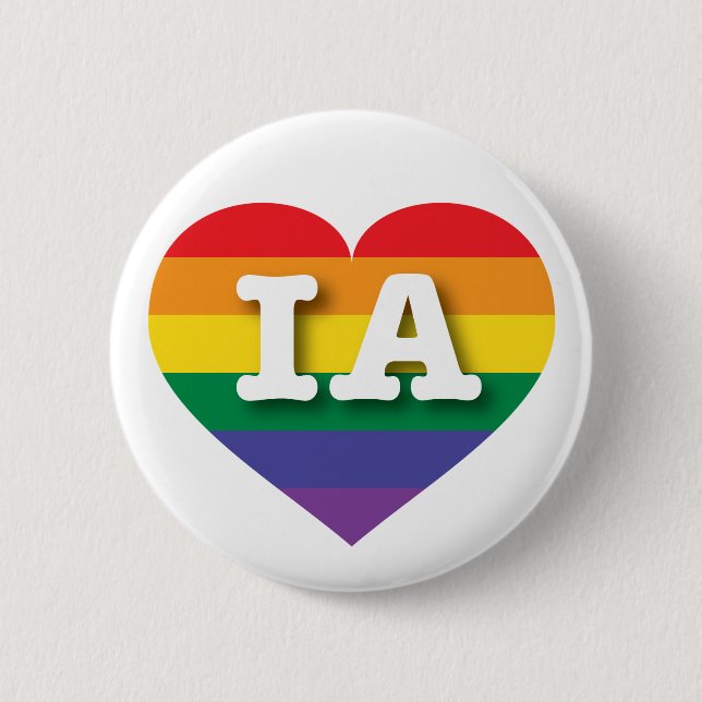 I Love Iowa Rainbow Heart Pinback Button (Front)