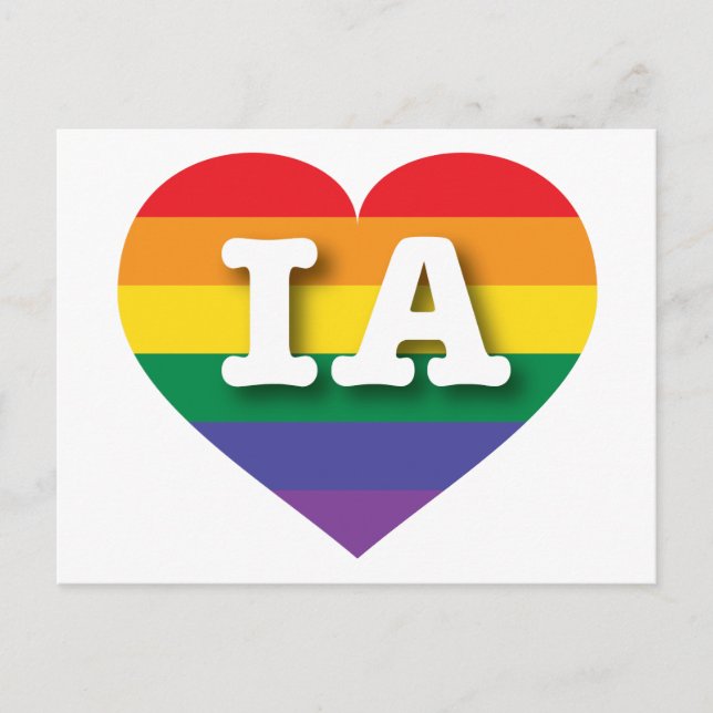 I Love Iowa Rainbow Heart Postcard (Front)