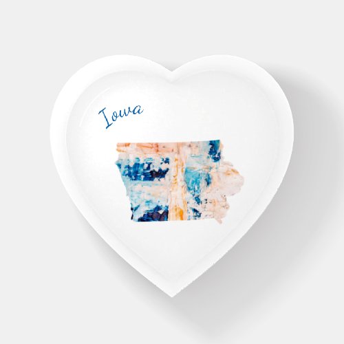 I Love Iowa State Outline Abstract Heart Paperweight