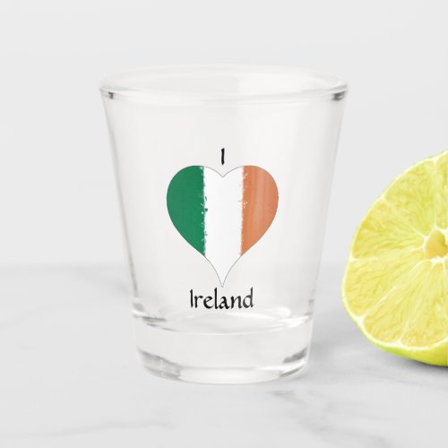 I Love Ireland Distressed Painted Heart Flag Shot Glass