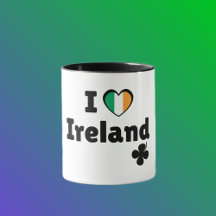 I Love Ireland Irish Flag Heart & Shamrock (Black)