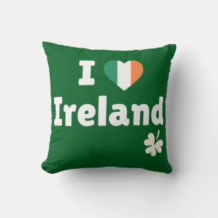 I Love Ireland - Irish Flag Heart & Shamrock Throw Pillow