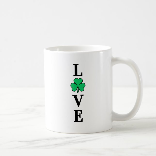 I Love Ireland Shamrock Clover Leaf Simple Elegant Coffee Mug (Right)