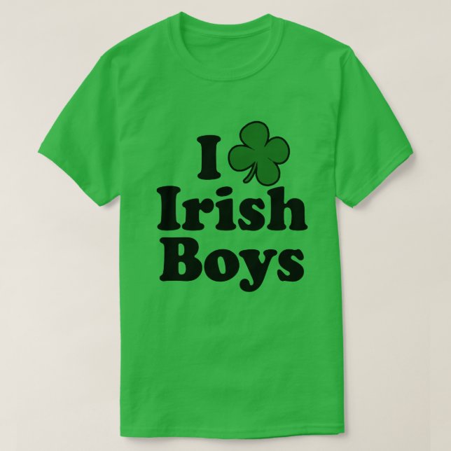 I Love Irish Boys Cute Shamrock T-Shirt (Design Front)