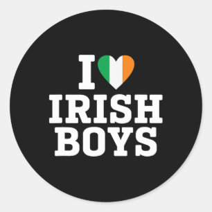 I Love Irish Boys Ireland Flag Heart St Patricks D Classic Round Sticker