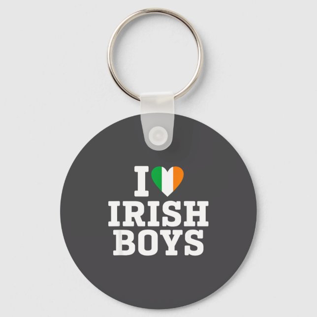I Love Irish Boys Ireland Flag Heart St Patricks D Keychain (Front)