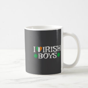 I Love Irish Boys Lucky Shamrock Heart Ireland Fla Coffee Mug