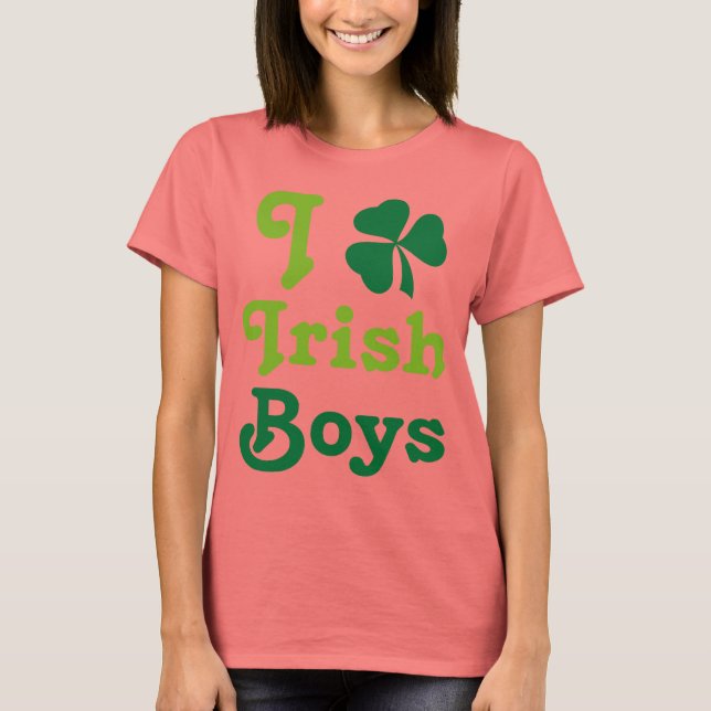 I Love Irish Boys Shamrock Green Tee (Front)