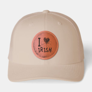 I Love Irish Clover Leather Patch Hat