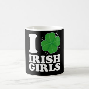I Love Irish Girls Shamrock Heart St Patrick's Day Coffee Mug