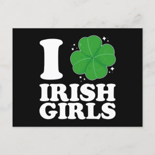 I Love Irish Girls Shamrock Heart St Patrick's Day Postcard