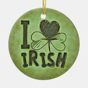 I Love Irish Ornament Round