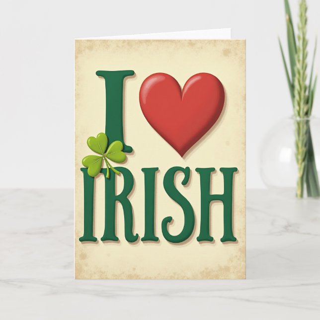 I Love Irish Retro Style Card (Front)