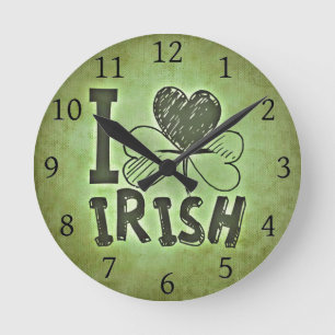 I Love Irish Round Clock