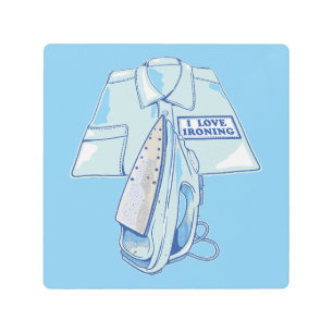 I love ironing funny iron metal print