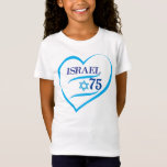I Love Israel 75 Anniversary, Independence Day T-Shirt<br><div class="desc">Israel 75th anniversary, Independence Day Party Blue Star of David, Israeli Flag, Yom Haatzmaut Jewish Holiday festive greeting logo, Jerusalem banner with Israeli blue star, Magendavid label flag, fireworks, heart Hand Drawn, modern design Patriotic wallpaper, gift, memory present. I love Israel 2023 celebrate. Israel 75 Birthday Festival Event Decoration, Home...</div>