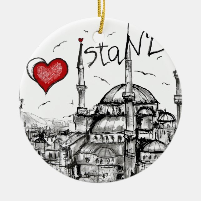 I love Istanbul Ceramic Ornament (Front)