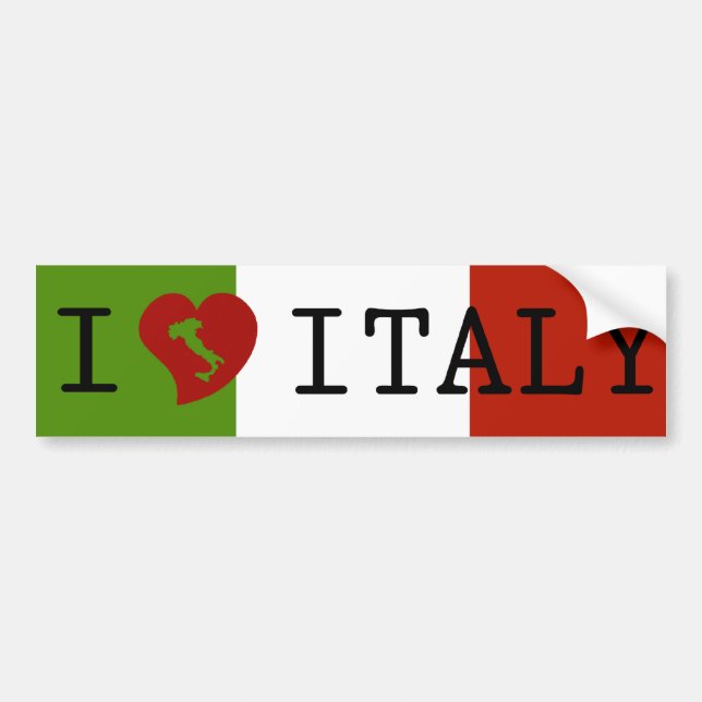 I Love Italy Flag Bumper Sticker (Front)