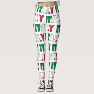 I Love Italy Flag Colors Typography Pattern Funny Leggings