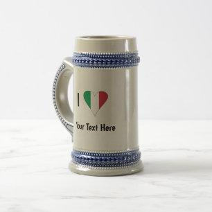 I Love (Italy Flag Heart) Your Text Beer Stein