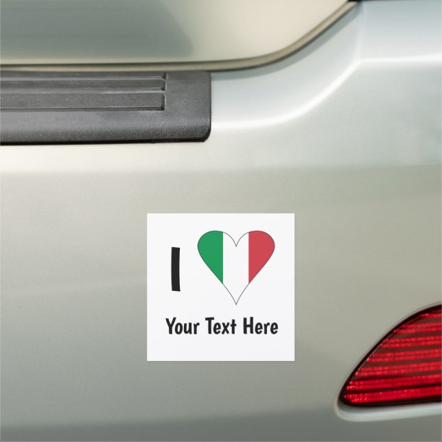 I Love (Italy Flag Heart) Your Text Car Magnet (In Situ)