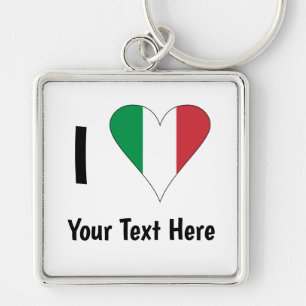I Love (Italy Flag Heart) Your Text Keychain