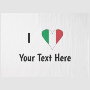 I Love (Italy Flag Heart) Your Text Tissue Paper
