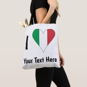 I Love (Italy Flag Heart) Your Text Tote Bag