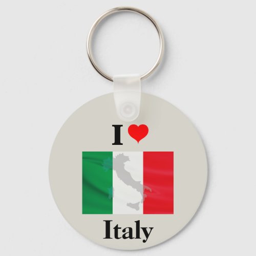 I Love Italy Flag Map Keychain