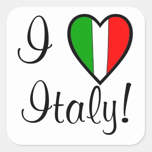 I Love Italy_Flag of Italy_Heart Square Sticker