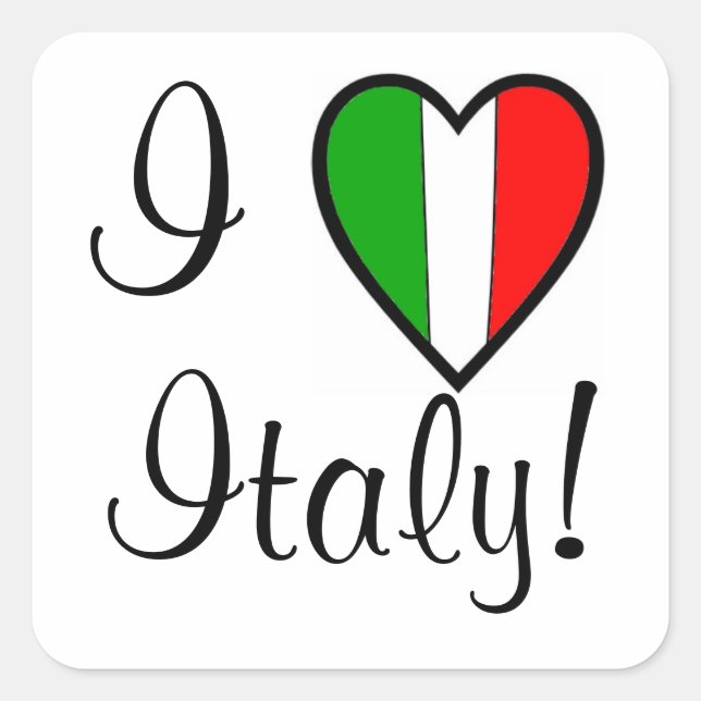 I Love Italy-Flag of Italy-Heart Square Sticker (Front)